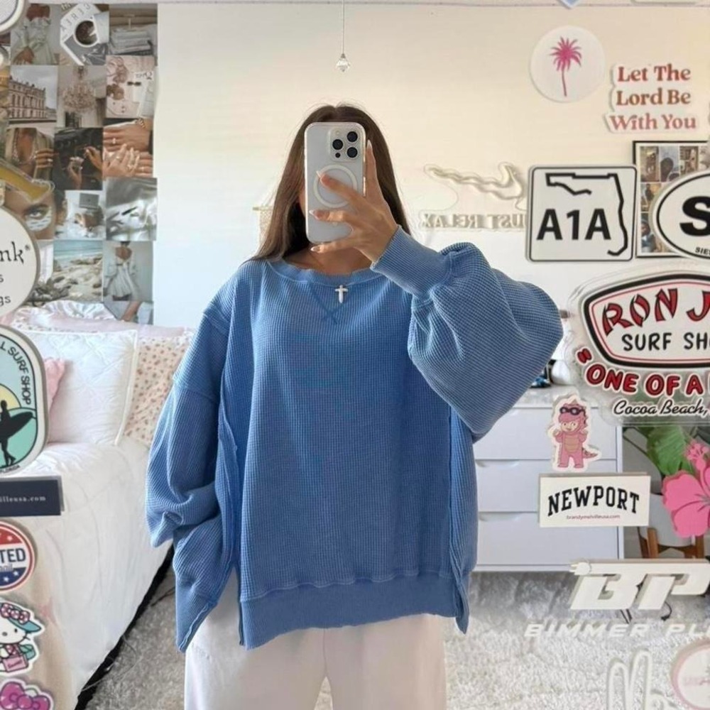 sky blue knitted aerie sweater
